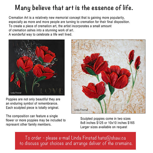 scuplted poppy art made from ashes - art from ashes