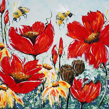 textured floral painting